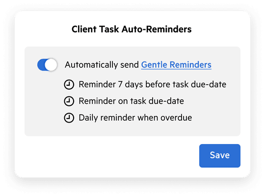 A detailed UI setting automatic reminders for a task.